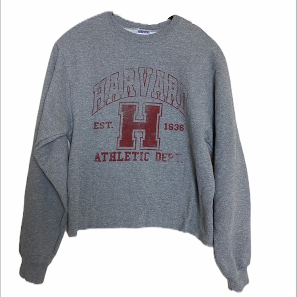 Harvard Athletic Dept Grey Cropped Sweatshirt